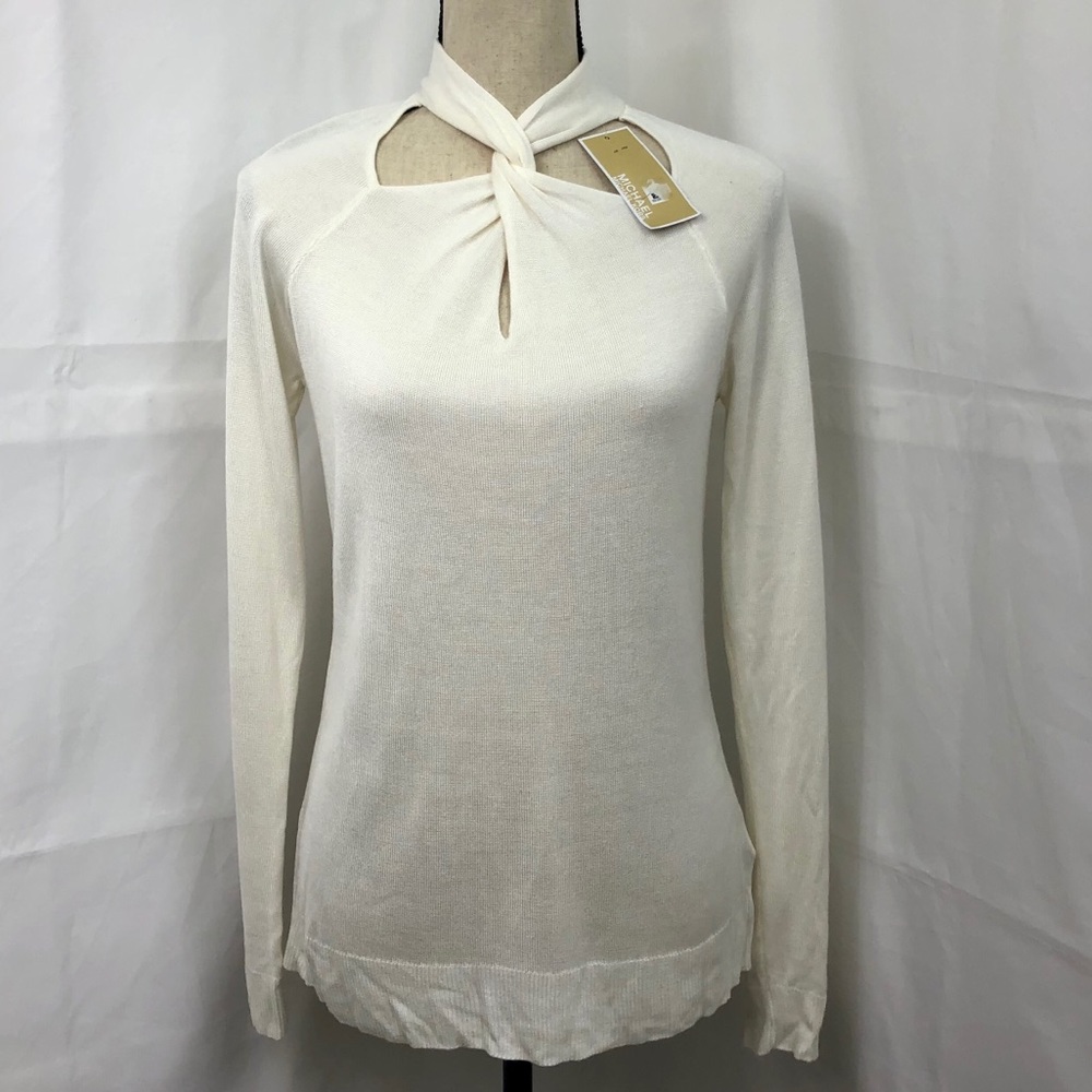 NWT Michael Michael Kors Twist Neck Sweater Bone M